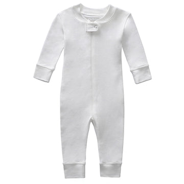 Owlivia Organic Cotton Baby Boy Girl Zip Up Sleep N Play, Footless, Long Sleeve(0-3 Months, Ivory White)