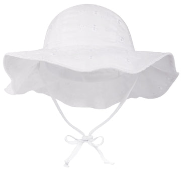 Simplikids Upf 50+ Uv Sun Protection Wide Brim Baby Sun Hat,White2, 0-12 Months