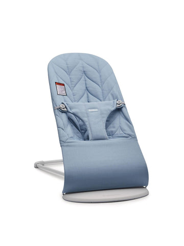 BabyBjrn Bouncer Bliss, Blue, Woven, Petal Quilt | 2-in-1 Adjustable Baby Bouncer Seat and Toddler Chair, Newborn to Toddler (8-