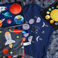 Baby Sensory, Security & Teething Closed Ribbon Tag Lovey Blanket with Minky Dot Fabric: 14X18 (Outer Space)