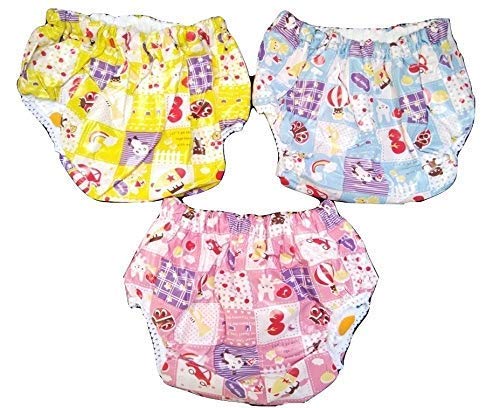 Lappu Kids Pvc Printed Diaper Padded Baby Nappy Panty Training Pants With Inner Cloth & Outer Plastic Reusable & Waterproof Pack