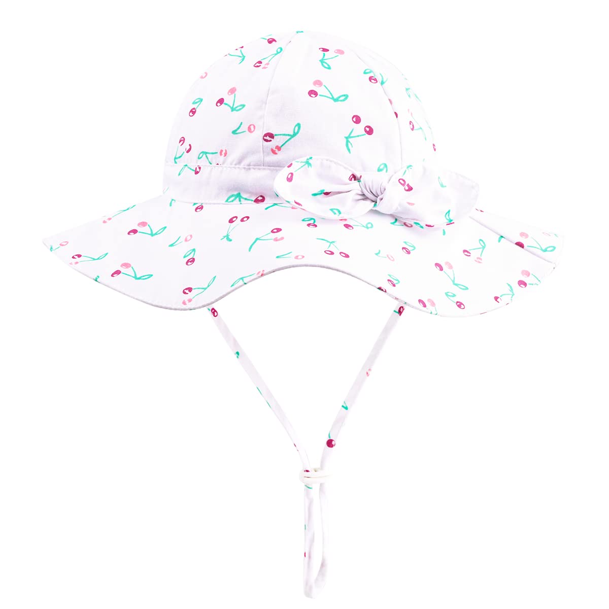Baby Girl Sun Hat With Upf 50+ Outdoor Adjustable Beach Hat With Wide Brim Bucket Hats (12-24 Months, White Red Green)