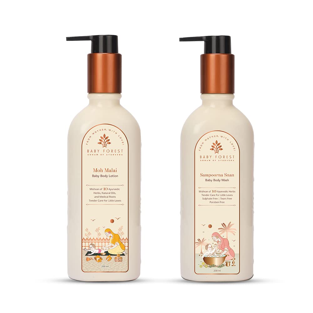 Baby Forest Moh Malai Baby Body Lotion 200 Ml With Sampoorna Snan Baby Body Wash 200Ml