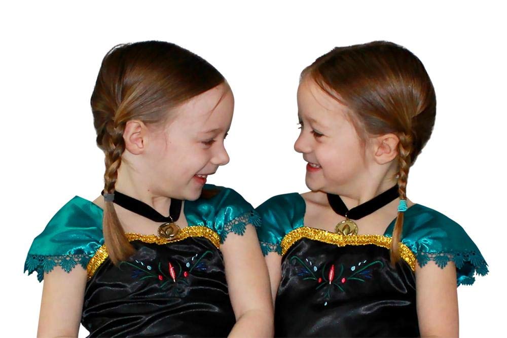 Cokos Box Girls Coronation Dress Princess Costume Necklace Accessory Dress-Up Play Wear Set 3 Years, Amazon Green, 3T