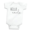 Bump And Beyond Designs Baby-Boys Hello Uncle Shirt Surprise Baby Announcement Leotard White, 0-3 Months