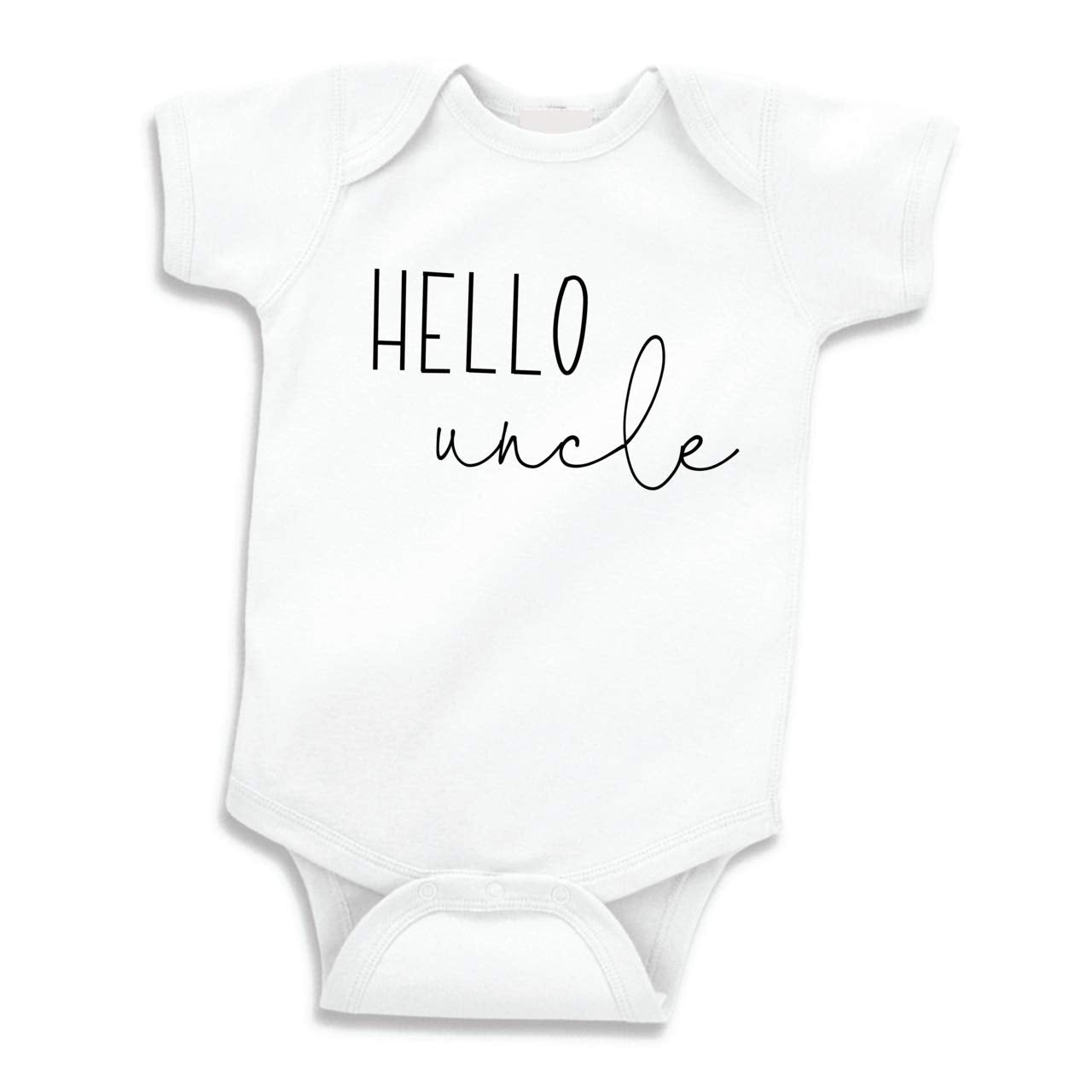 Bump And Beyond Designs Baby-Boys Hello Uncle Shirt Surprise Baby Announcement Leotard White, 0-3 Months