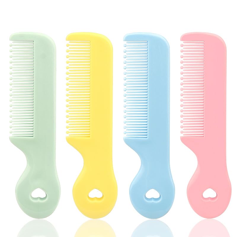 1 Pack Of 4 Round Colorful Tip Bristles Baby Cute Comb Baby Grooming For Sensitive Scalp Skin, For Nursery Newborn Infant Girl B
