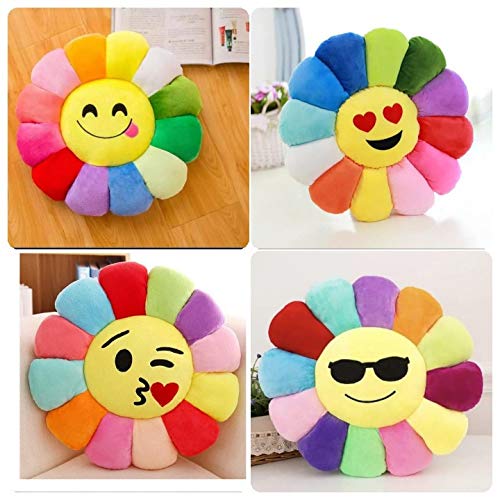 Sunflower Soft Velvet Home Decoration,seat,Back Smiley Cushion Set of 4 Pieces
