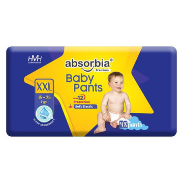 Absorbia Jumbo Baby Pant Diaper Double Xl (Xxl) 1525 Kg, 48S X Pack Of 1 | Up To 12Hrs Protection | Cottony Soft Comfort For Se