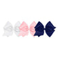 Wee Ones Girls' Mini King Bow 3 Pc Set Solid Grosgrain Variety Pack On A Weestay No-Slip Hair Clip - White, Light Pink, And Ligh