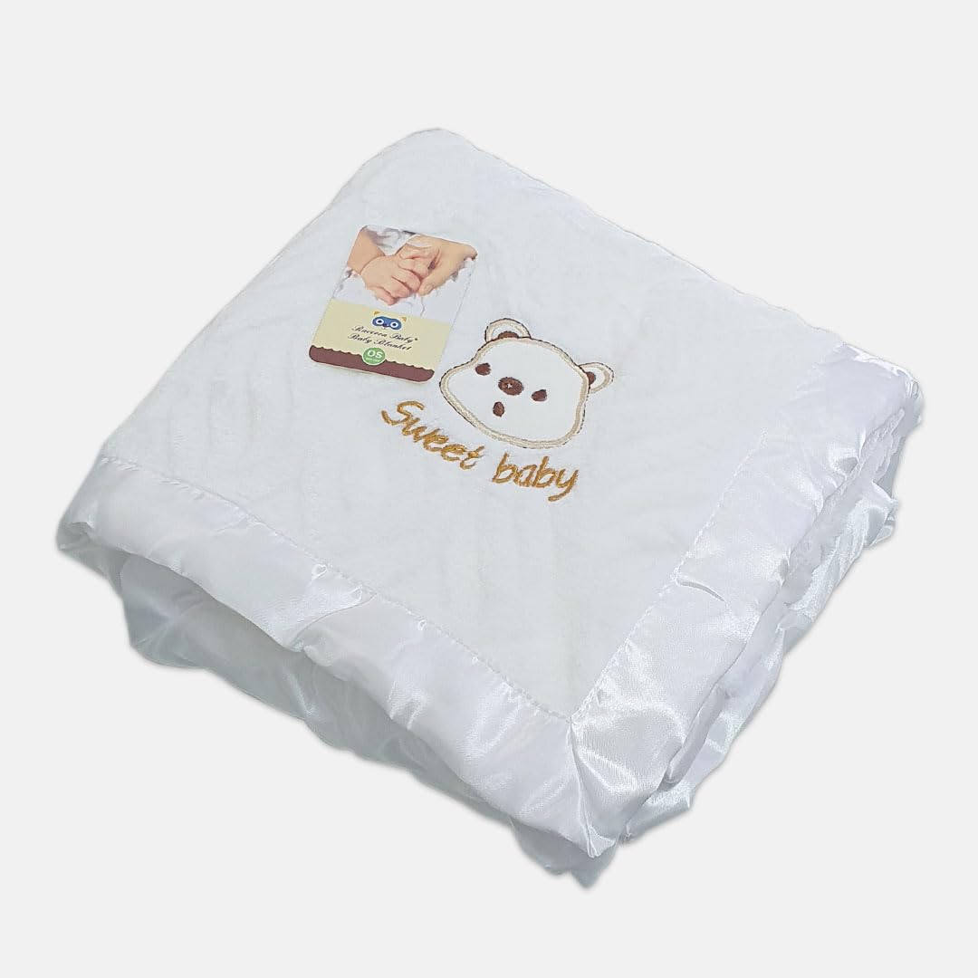ZETO Newborn Ultra Soft Baby Blanket (102 cm x 78 cm) Fleece, Lightweight for Baby Boys, Baby Girls, and Babies (White)