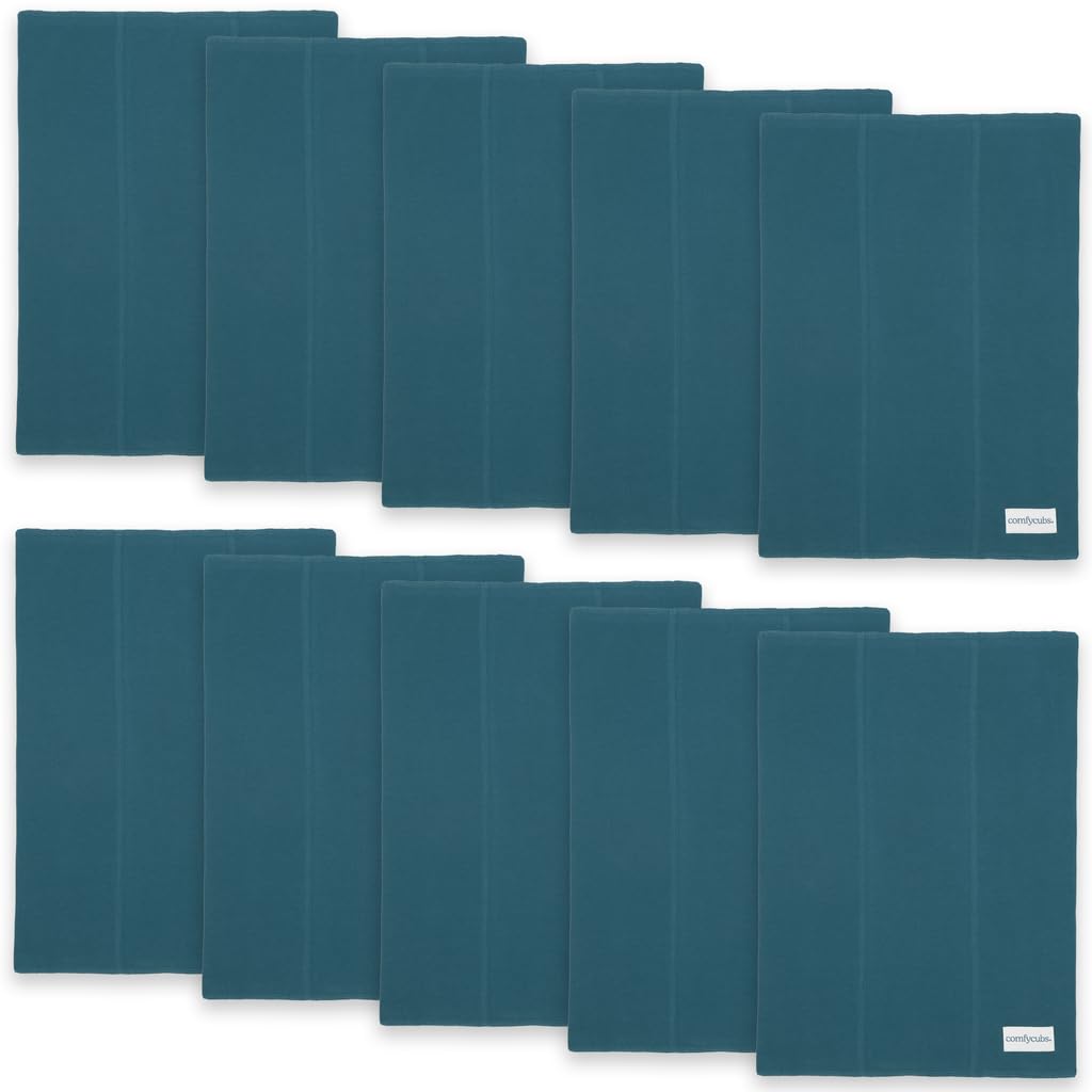 Comfy Cubs Baby Burp Cloths Set (Pack Of 10) - Large, 6-Layer, Ultra Absorbent 100% Cotton For Baby Spit-Up, Drool, And Messes -