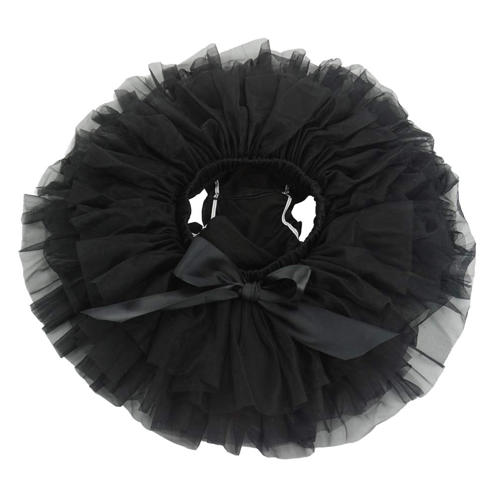 Bgfks Baby Girls Soft Fluffy Tutu Skirt With Diaper Cover,Toddler Girl Tutu Skirt Sets With Flower Headband.(Black,6-12 Months)