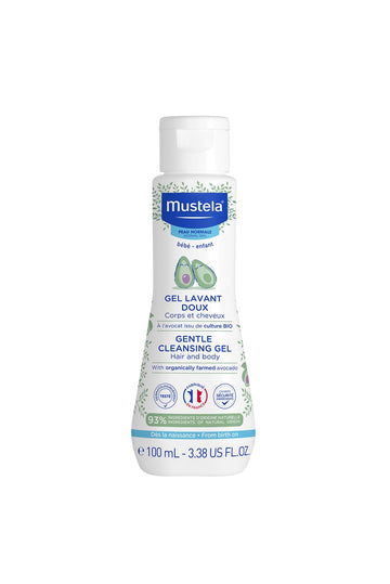 Mustela Baby Body Wash And Shampoo With Avocado 100Ml - Head To Toe Wash For Bath | Baby Shampoo | Gentle Cleansing Gel With Vit