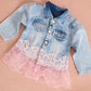 Yao Baby Girls Denim Clothing Sets 3 Pieces Sets T Shirt Denim Jacket And Jeans
