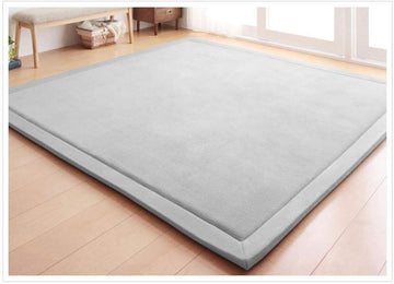 Loartee Nursery Rug Coral Velvet Crawling Rugs Mat Area Rugs Play Crawling Mat(4'9'X4'9', Gray) For Toddler Children Play Mat