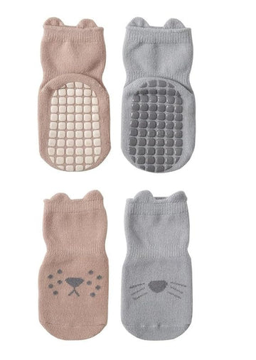 Yanwenx Pack Of 2 NonSlip Socks For 02 Years Baby/Toddler Boys Girls Soft Combed Cotton Socks Animal Motifs Newborn Crew Socks