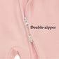 Aablexema Baby Girls Footed Pajamas With Mitten Cuffs - Newborn Infant 2 Ways Zipper Cotton Footie Pjs(Pink,6-12M)