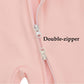 Aablexema Baby Girls Footie Pajamas With Mitten Cuffs - Newborn Infant 2 Ways Zipper Cotton Footed Onesies(Pink,0-3M)
