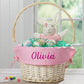 Personalization Universe Personalized Willow Easter Basket With Folding Handle- Light Pink