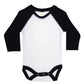 Laughing Giraffe Baby Blank Long Sleeve Raglan Baseball One Piece Bodysuit (3-6 Months, White/Black)