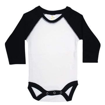 Laughing Giraffe Baby Blank Long Sleeve Raglan Baseball One Piece Bodysuit (3-6 Months, White/Black)