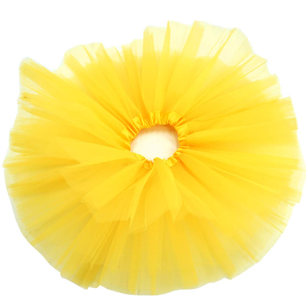 Bgfks 5 Layered Toddlers Tulle Tutu Skirt For Girls With Headband For Baby Girl 0 To 36 Months (Yellow, S,0-6 Months)