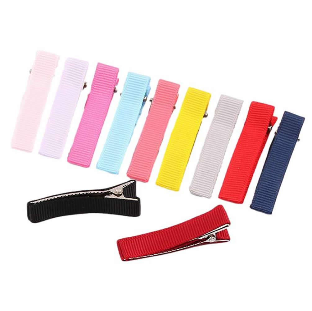 Cinaci 60 Pack/30 Pairs Solid 2 Inch Grosgrain Ribbon Fabric Covered Fully Lined Alligator Hair Clips Duckbill Small Cloth Wrapp