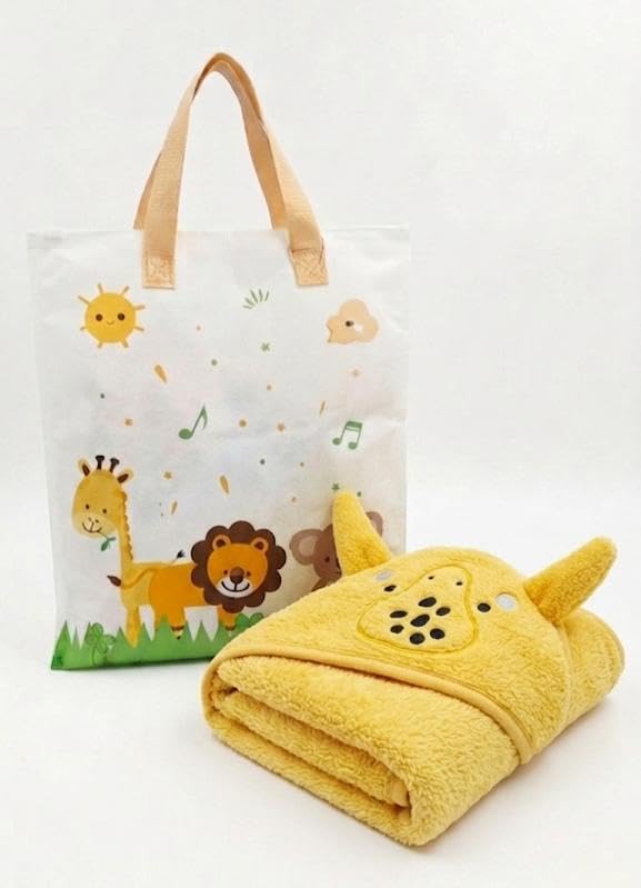 Babyholic Baby Hooded Bath Towel, Bear Design, Soft Terry Cotton, Newborn to 24 Months (Yellow)