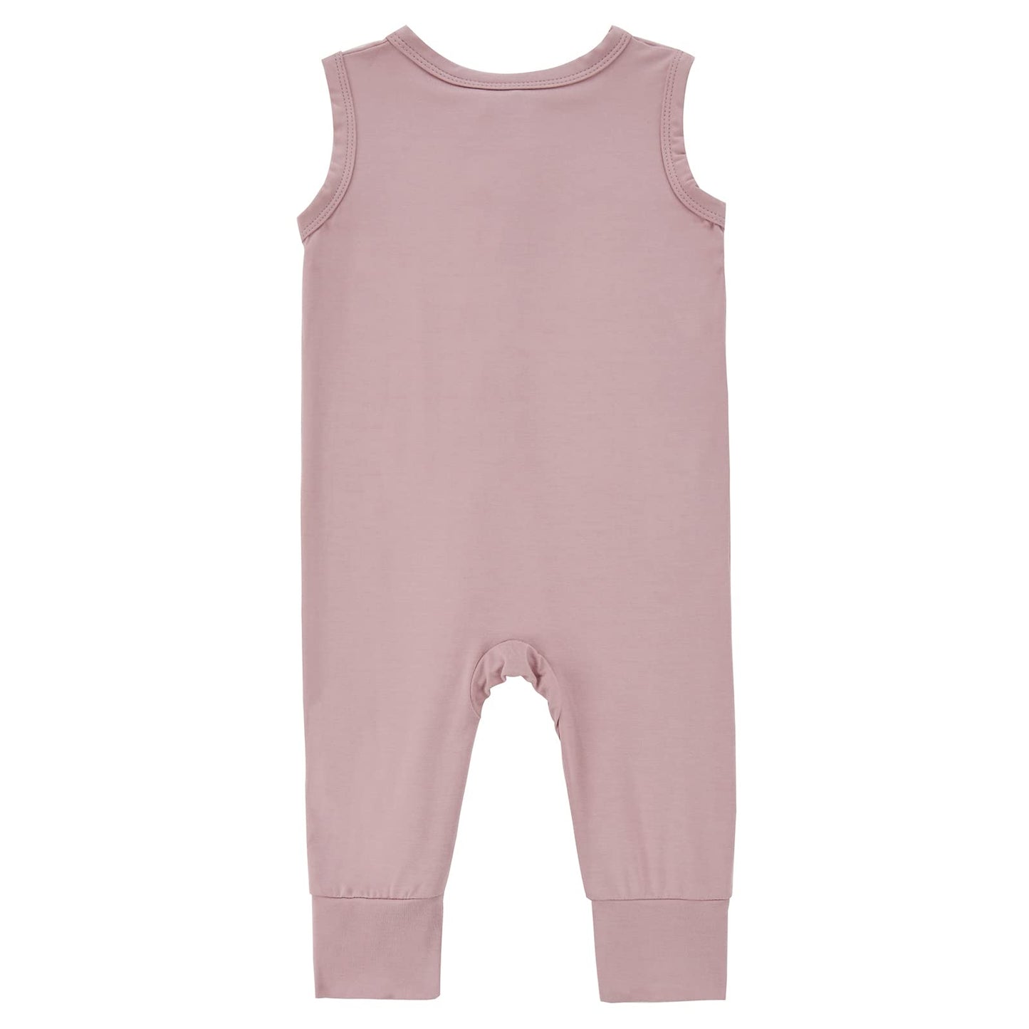 Baby Sleeveless Romper Zipper Toddler Summer Jumpsuit Rayon Outfits Infant Footless Pajamas(Ivory & Purplepink, 6-12M)