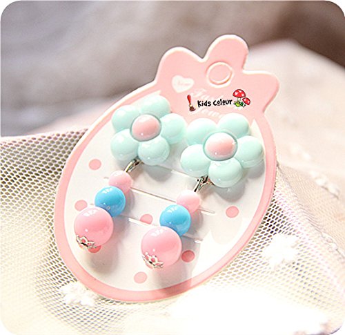 Elesa Miracle Little Girl Bag Beauty Set Plush Handbag + Flower-Shaped Clip-On Earrings + Necklace And Bracelet Set (Blue)