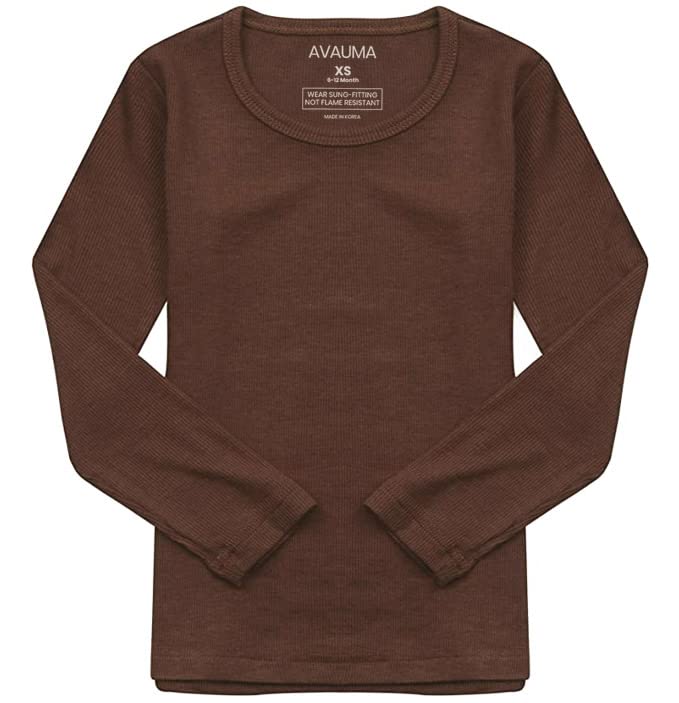 Avauma Baby Boys Girls Pajama Set Kids Toddler Snug Fit Ribbed Sleepwear Pjs For Daily Life Style (Xs/Dark Brown(L))