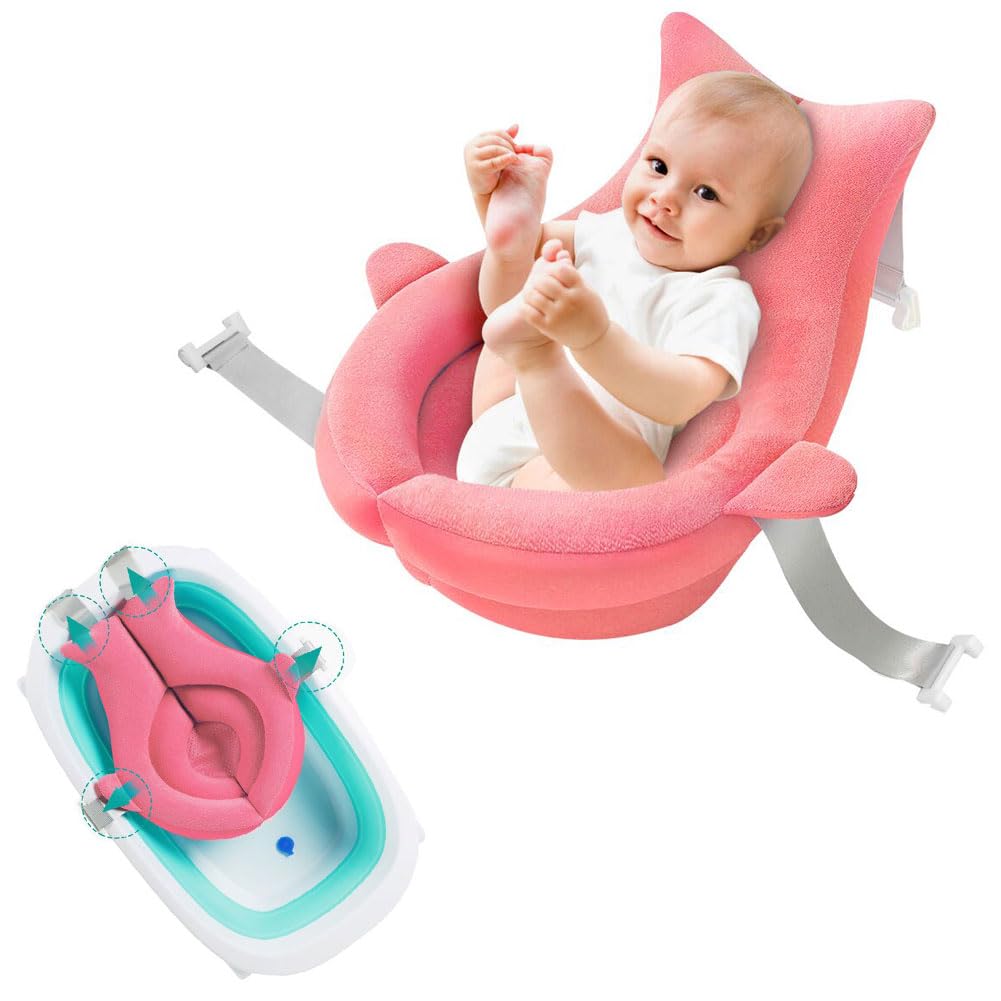 Baby Bath Seat Support Net Soft Infant Bathing Seat Support Mat Suspension Shower Pad Adjustable Non-Slip Newborn Bathtub Sling 