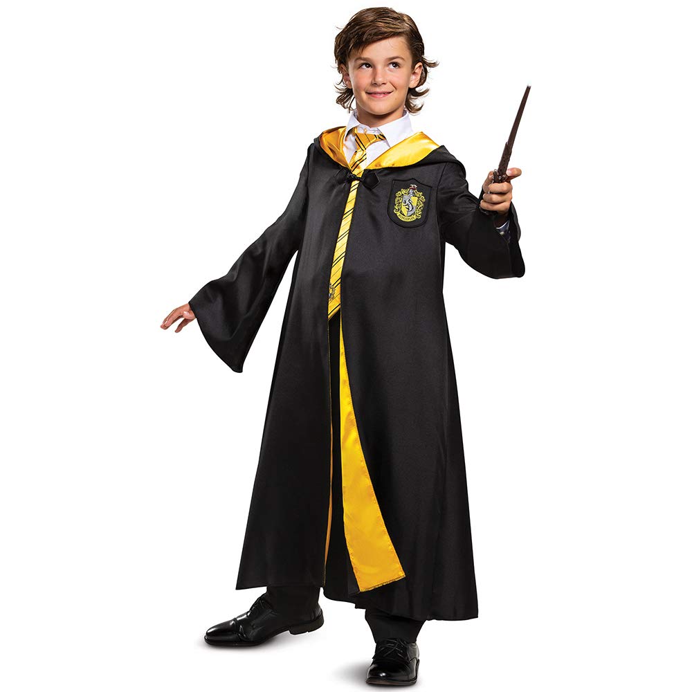 Disguise Harry Potter Hufflepuff Robe Deluxe Children'S Costume Accessory, Black & Yellow, Kids Size Small (4-6)