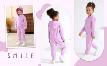 Happy Town Toddler Fall Outfits For Girl Boy Long Sleeve Hoodie Top And Long Sweatpants Set Toddler Sweatsuit (Solid Color-Lilac