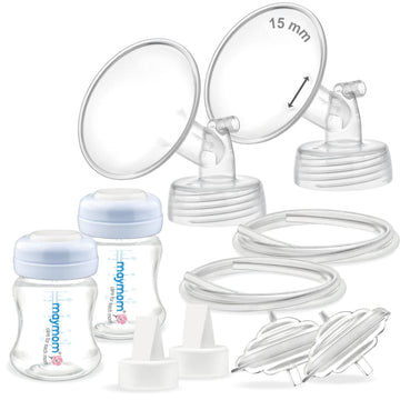 Maymom Pump Parts Compatible with Spectra S2 Spectra S1, Incl Flanges (15mm) Valves Tubes Bottles Backflow Protectors, Not Origi