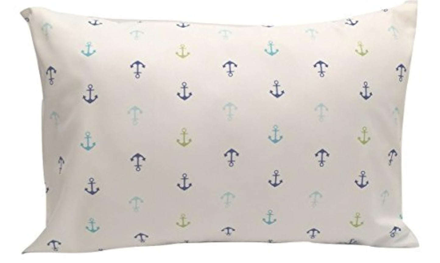 Ella & Max Toddler Pillowcase. Anchor Nautical. Soft & Cuddly. Fits 13X18 & 14X19 Toddler Pillows. Easy To Wash & No Ironing. Ha