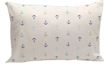 Ella & Max Toddler Pillowcase. Anchor Nautical. Soft & Cuddly. Fits 13X18 & 14X19 Toddler Pillows. Easy To Wash & No Ironing. Ha