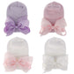 Adeimoo Newborn Hospital Hat Baby Girls Hat Cap With Bow Soft Cute Infant Knot Nursery Beanie (4 Pack Ribbon Bow / 0-3 Month)