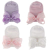 Adeimoo Newborn Hospital Hat Baby Girls Hat Cap With Bow Soft Cute Infant Knot Nursery Beanie (4 Pack Ribbon Bow / 0-3 Month)