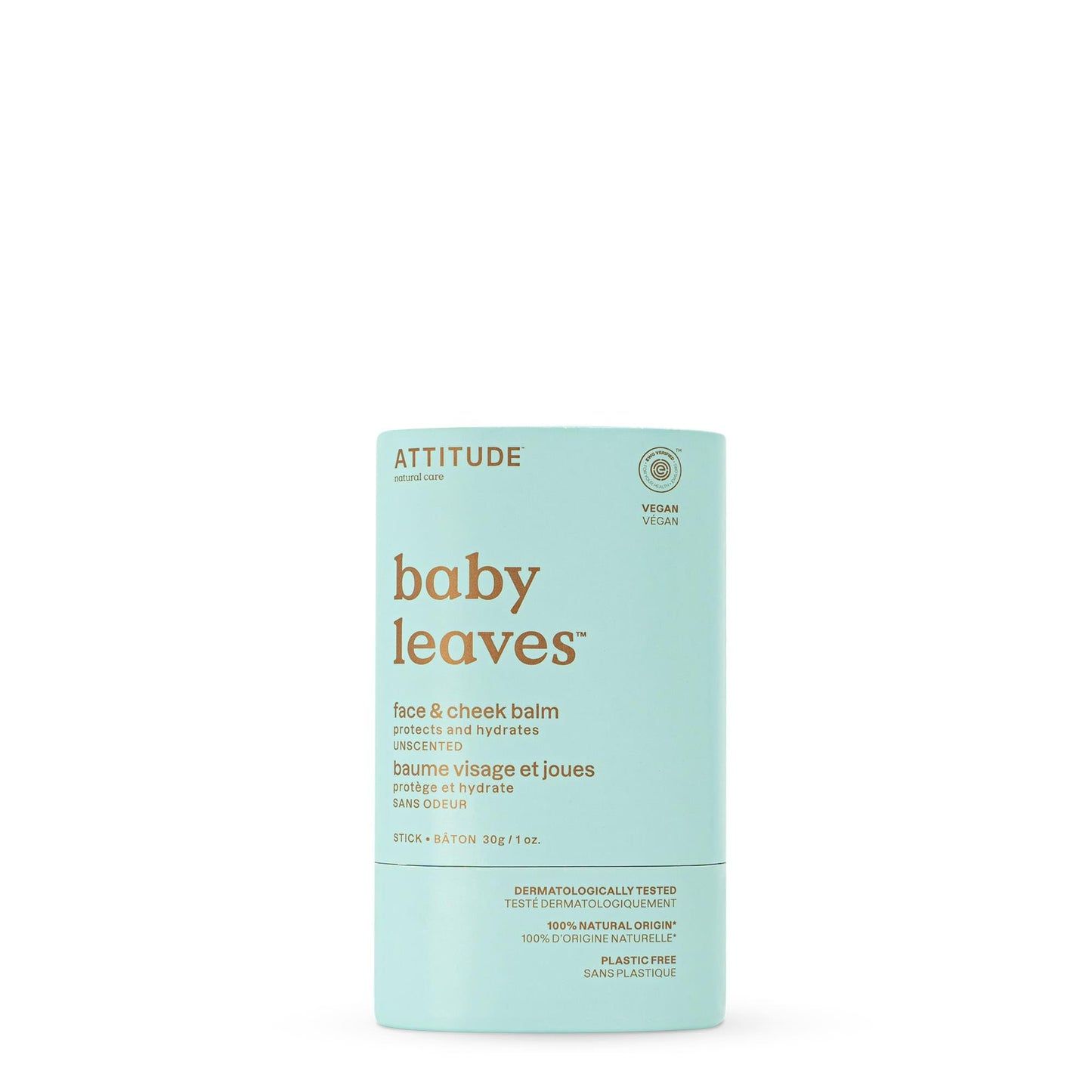 ATTITUDE Plastic-Free Face and Cheek Balm Bar for Baby, EWG Verified, Dermatologically Tested, Made with Naturally Derived Ingre