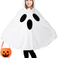 Oskiner Ghost Costume For Kids,White Ghost Poncho Hooded Cape With Pumpkin Bag,Spooky Halloween Costume For Girls