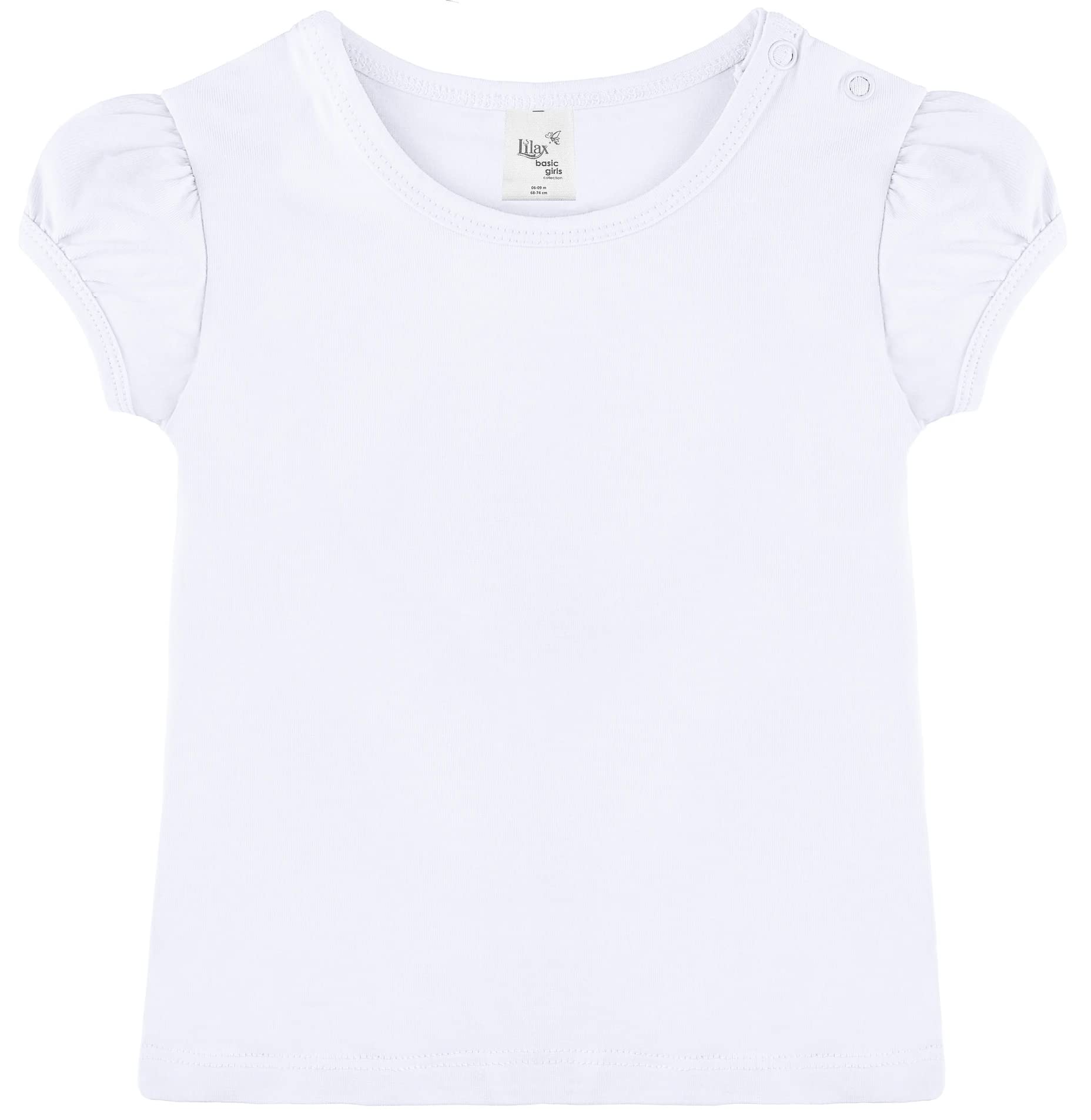 Lilax Baby Girls' Basic Short Puff Sleeve Round Neck T-Shirt 9-12 Months, White