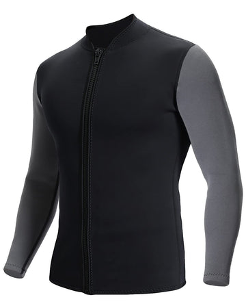 Realon Wetsuits Top Jacket Women Men 2Mm Neoprene Shirt Adult Wet Suit Front Zipper Long Sleeve Tank Swimsuit Thermal Keep Warm