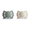 Frigg Lucky Symmetrical Silkysoft Silicone Baby Pacifier | Made In Denmark | Bpa-Free (Cream/Sage, 0-6 Months)