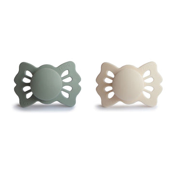 Frigg Lucky Symmetrical Silkysoft Silicone Baby Pacifier | Made In Denmark | Bpa-Free (Cream/Sage, 0-6 Months)