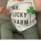 Infant Toddler Baby Boy St Patricks Day Outfits Short Sleeve Shirts Clover Sweatshirt With Pants 2Pcs Clothes Set (Clover S Gree