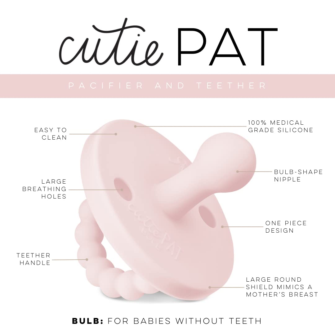 Bub Pacifier Ryan & Rose Cutie Pat Pacifier Teether (Bulb, Pink) – Cutebabybuy