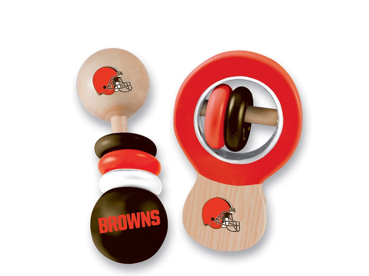 Baby Fanatic Wood Rattle 2 Pack - NFL Cleveland Browns - Officially Licensed Baby Toy Set