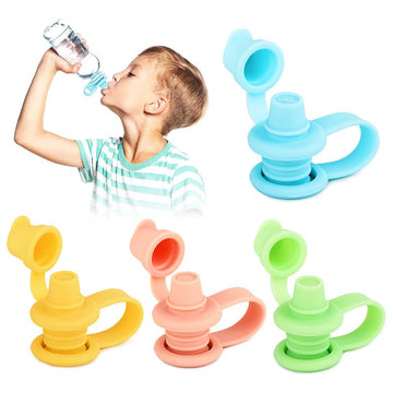 Heureuse Water Bottle Spout Adapter For Toddlers, 4 Pack No Spill Silicone Water Bottle Toppers, Travel Toddler Essentials, Leak